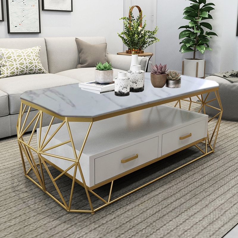 Contemporary Frame with Drawer Rectangular Single Coffee Table