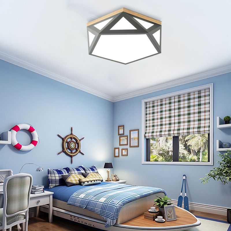 Modern Geometric Acrylic Flush Light 16.5"/20.5" W LED Gray/Green/White Ceiling Flush Mount for Bedroom, Warm/White/Natural/3 Color Light