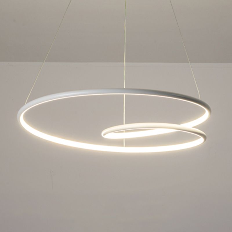 Spiral Living Room Pendant Light Kit Metal LED Nordic Hanging Lamp Kit in White