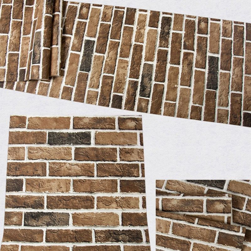 Retro Brick Non-Pasted Wallpaper, 33' x 20.5", Rusty Red