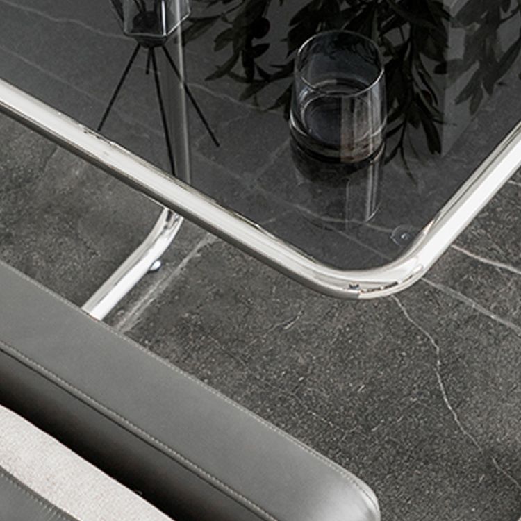 Modernistic Glass Top Corner Table Metal C Side Table for Living Room