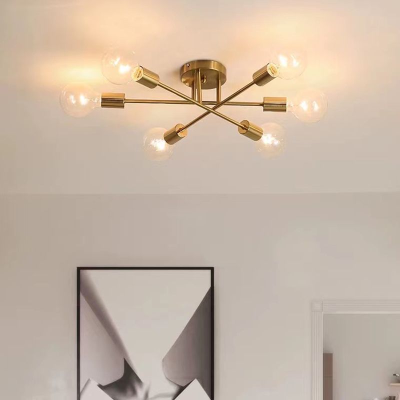 Sputnik Ceiling Lighting Contemporary Semi Flush Mount for Living Room