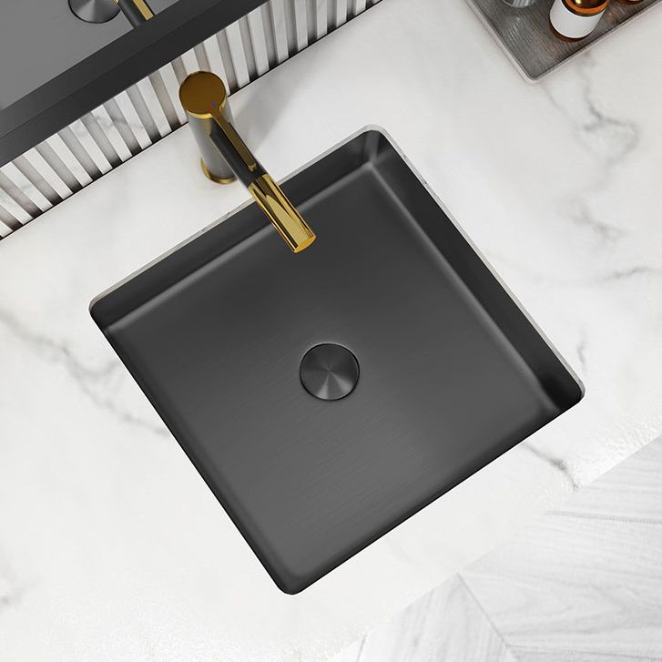 Modern Bathroom Sink Metal Rectangular Undermount Bathroom Sink with Pop-Up Drain