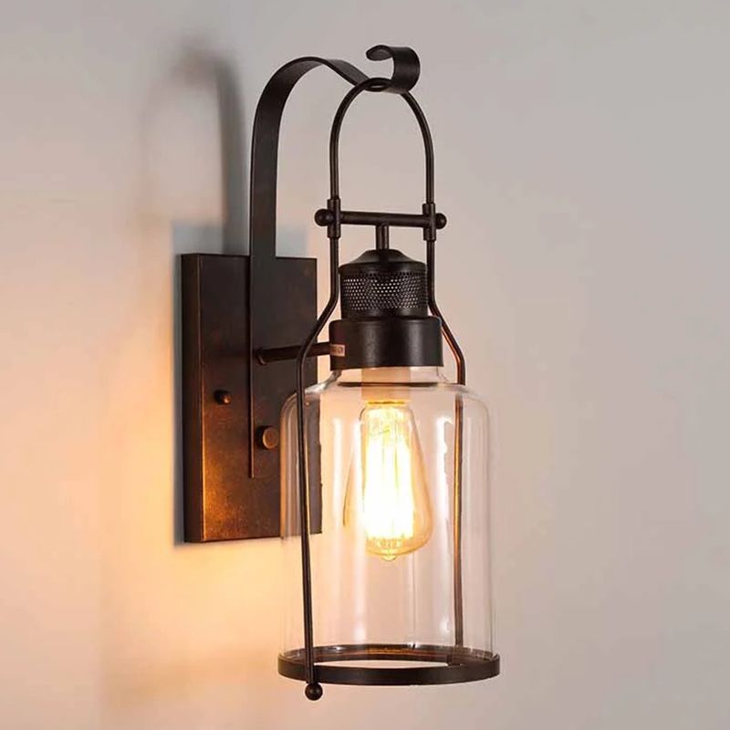 Cylinder Shape Wall Lamp Industrial Style Metal 1 Light Wall Sconce for Living Room