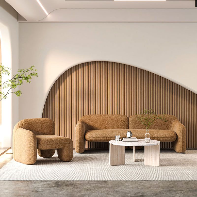 Contemporary Wool Sofa Standard Settee Square Arm Sofa for Living Room