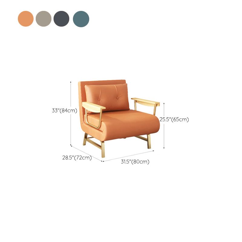 Glam Sofa Bed Bonded Leather Pillow Back Square Arms Sleeper Sofa