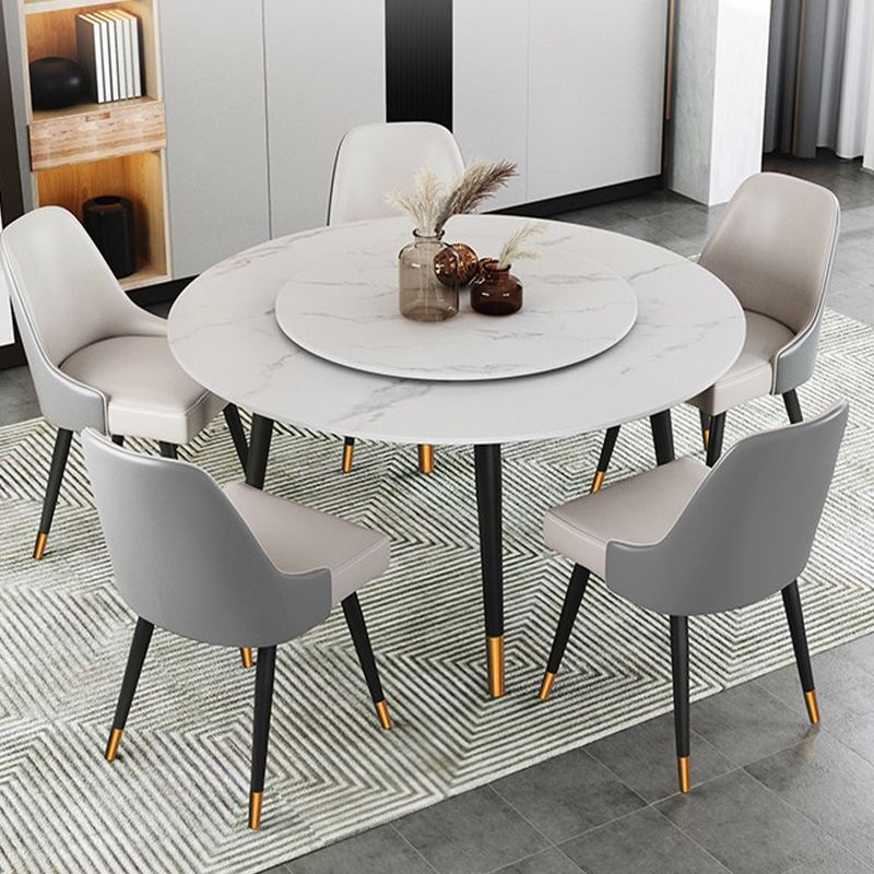 Round Metal 4 Legs Dining Table Black Frame Traditional Luxury Dining Table