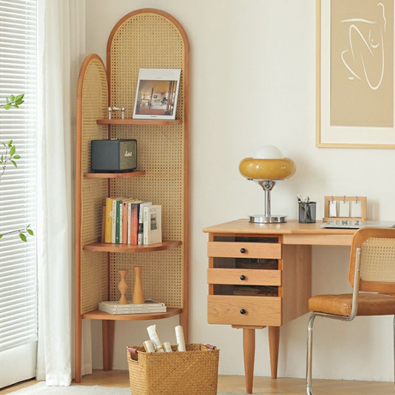 Corner Scandinavian Bookcase Wooden Closed Back Bookshelf with Shelves