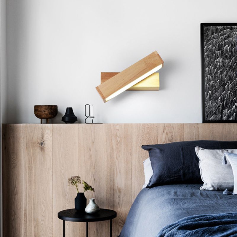Moderne einfache HolzlED-Wandleuchten Rota-Tisch Wandmontierte Lampen für Schlafzimmer