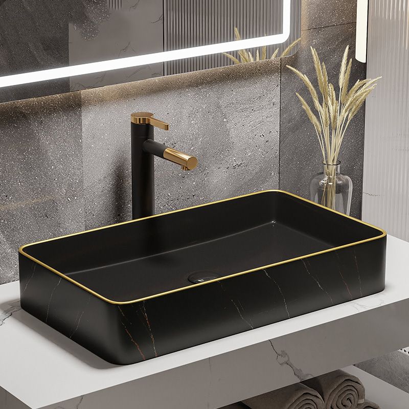 Rectangular Trough Sink Modern Simple Porcelain Trough Bathroom Sink