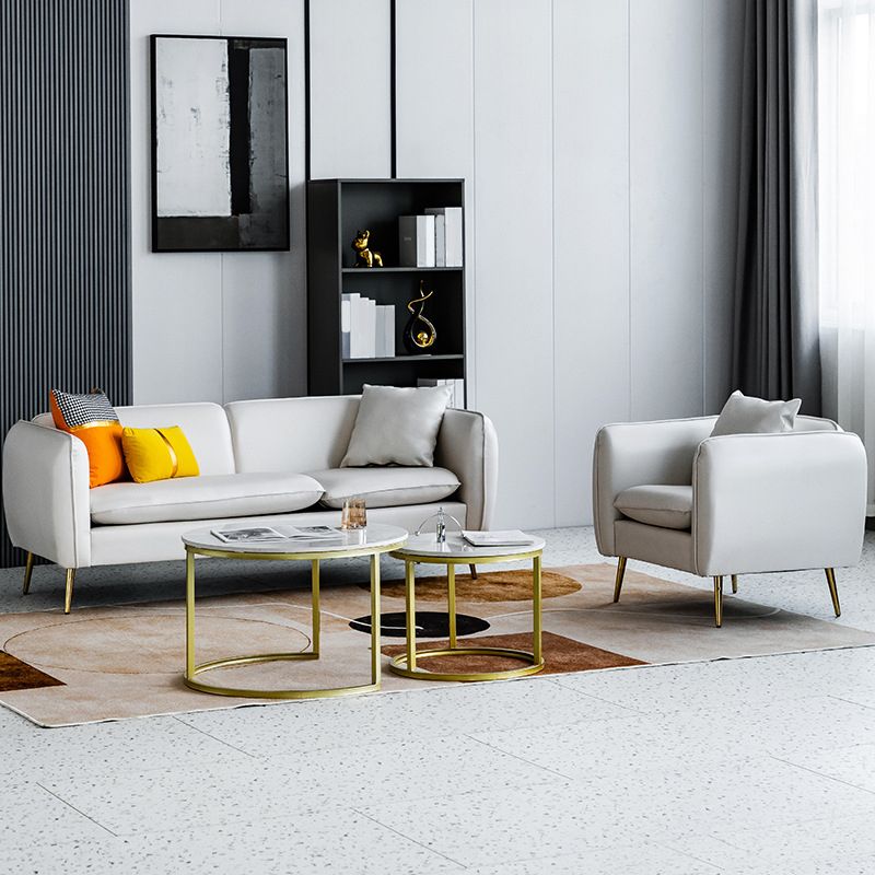 Contemporary 28.3" H Faux Leather Tuxedo Arm Sofa For Living Room