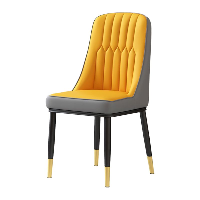 Glam Parsons Dining Side Chair Leather Indoor Dining Chair with Metal Legs