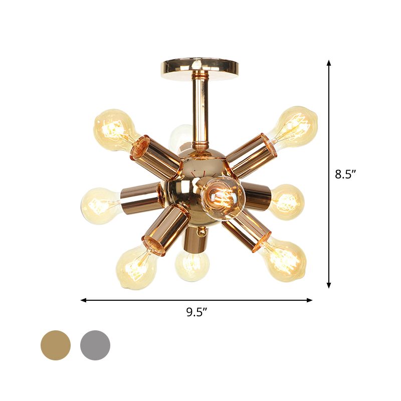 Chroom/gouden Sputnik semi-inbouw vintage ijzer 6/9/12 lichten restaurant verzonken plafondlamp armatuur
