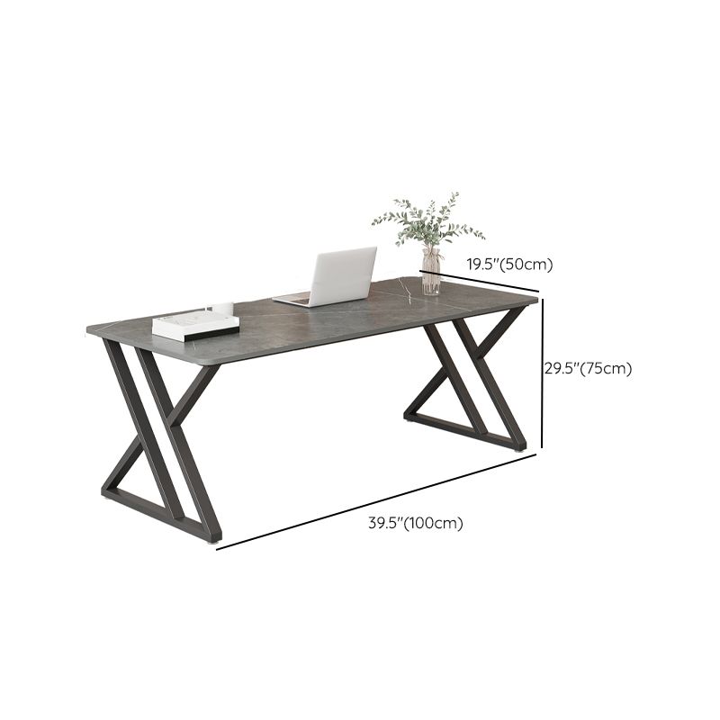 Modern Stone Office Desk Rectangular Shape Task Desk in Grey for Office