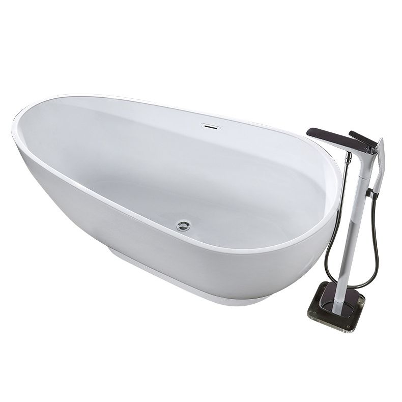 Modern Oval Bath White Acrylic Soaking Freestanding Back to Wall   Bathtub