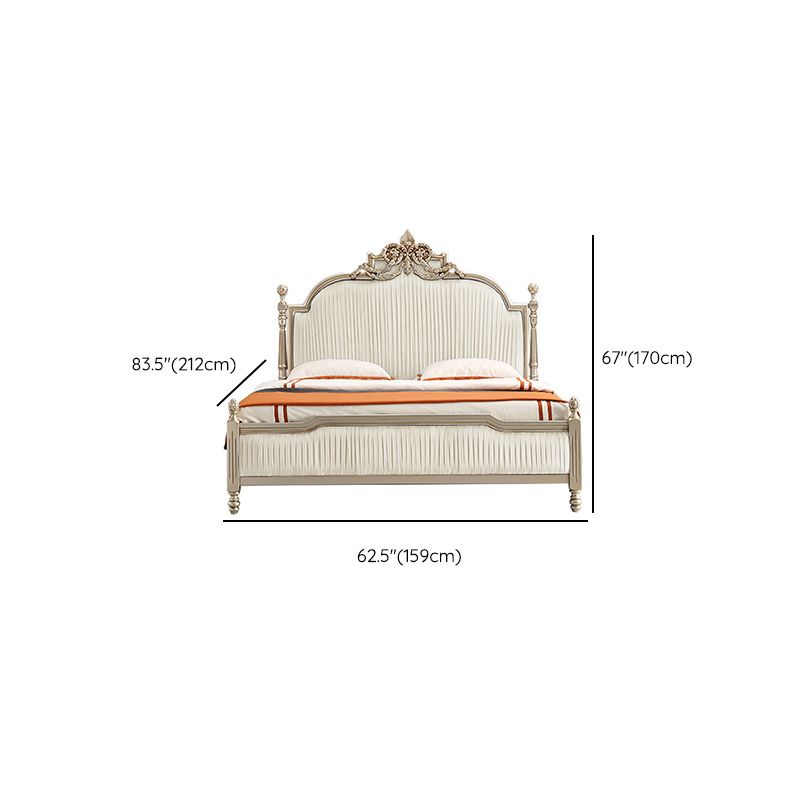 Victorian Upholstered Bed Frame with Nailhead Mattress Included Solid Wood Standard Bed
