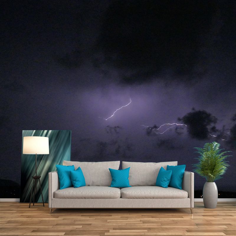 Photography Lightning Mural Wallpaper for Sitting Room Decor Multiple Sizes Available