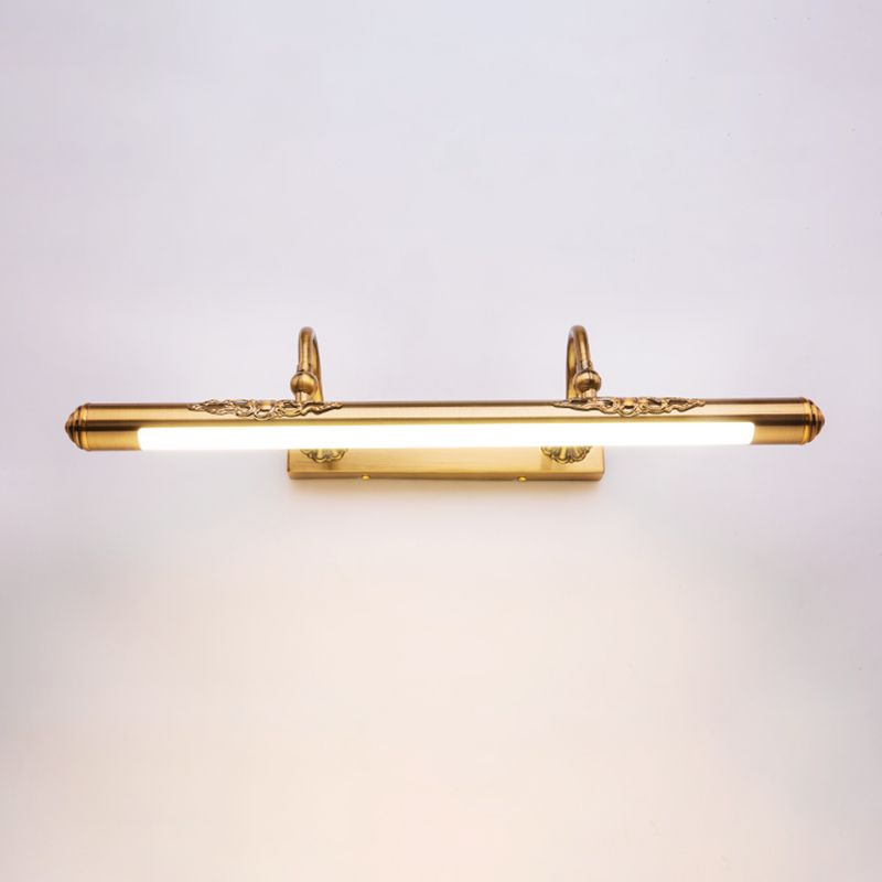1 Light Linear Wall Lighting Modern Style Metal Mirror Wall Mount Light Fixture in Brass