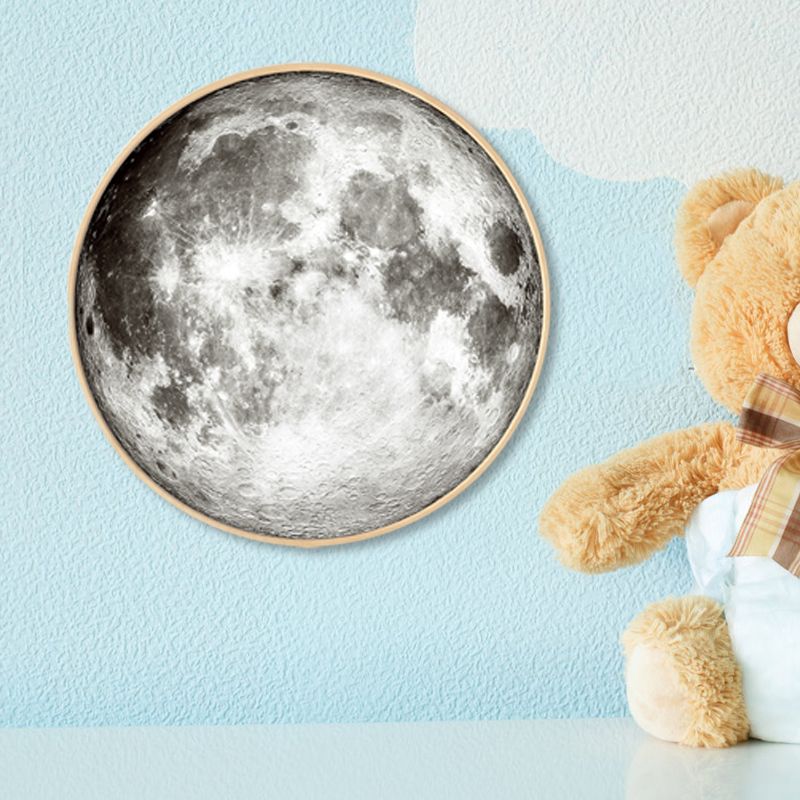 Textured Dark Color Canvas Kids Photo Print 3D Effect Planet Wall Art for Boys Room