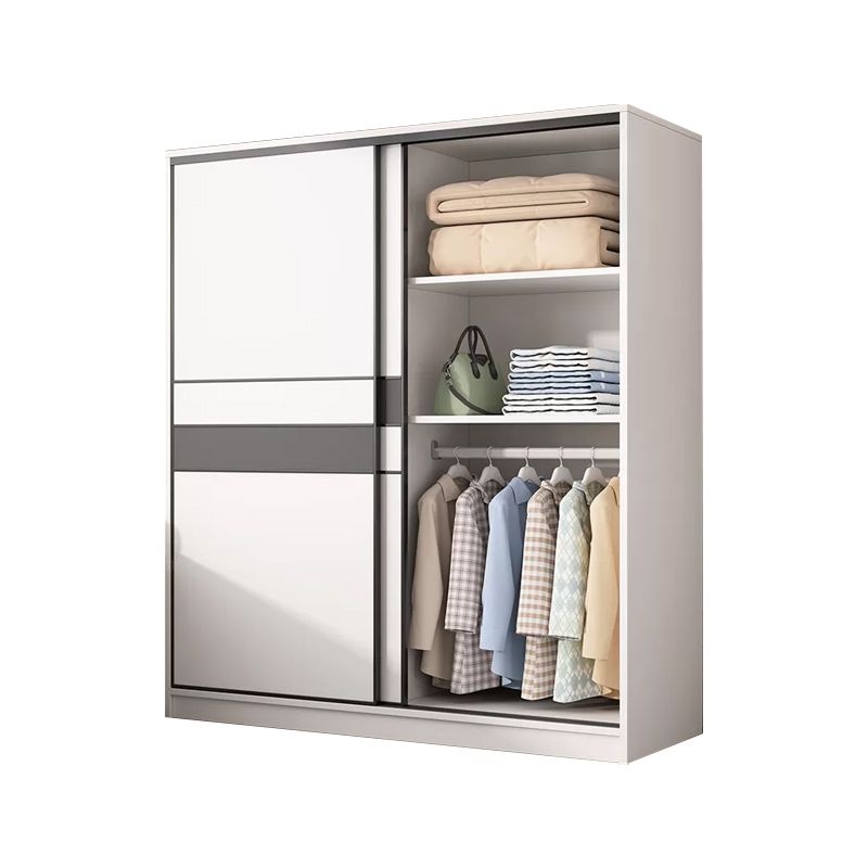 Engineered Wood Wardrobe Armoire White Wardrobe Cabinet with Soft Close Doors