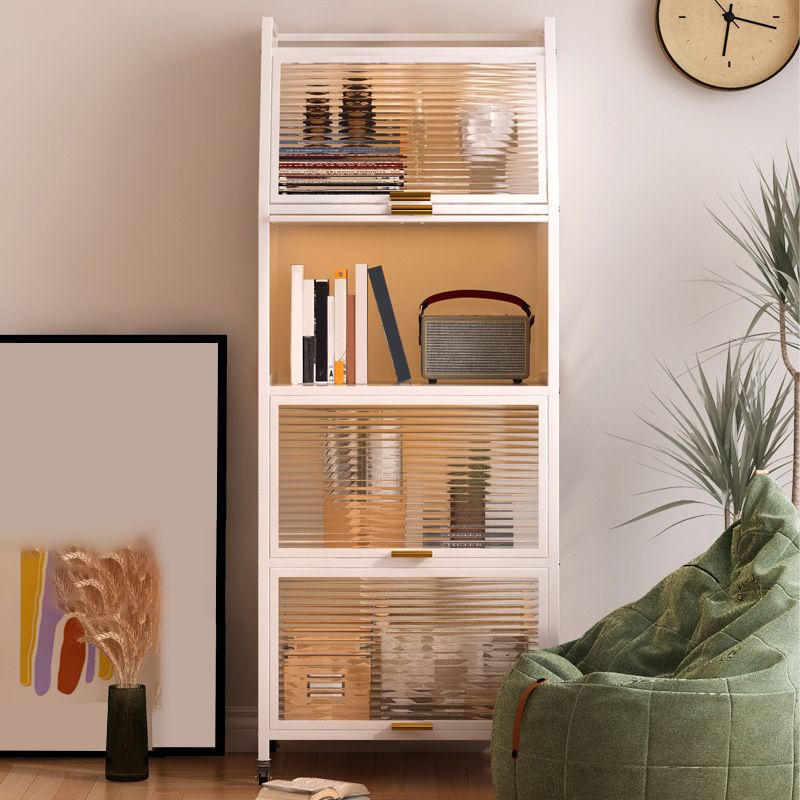 Metal Standard Bookshelf Closed Back Industrial Bookcase with Cabinets