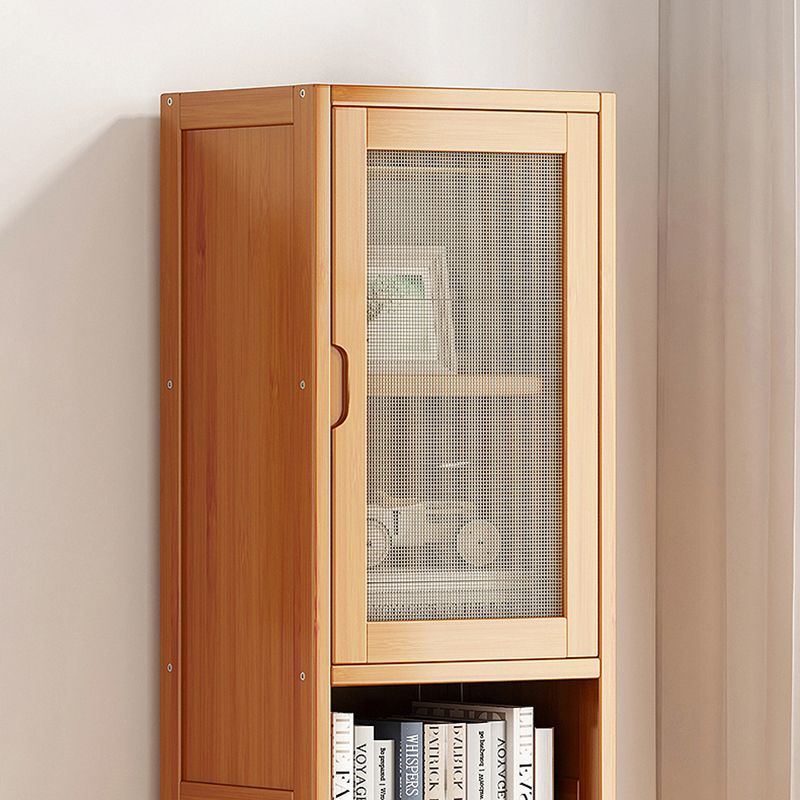Contemporary Closed Back Bookcase Bamboo Vertical Bookshelf with Doors