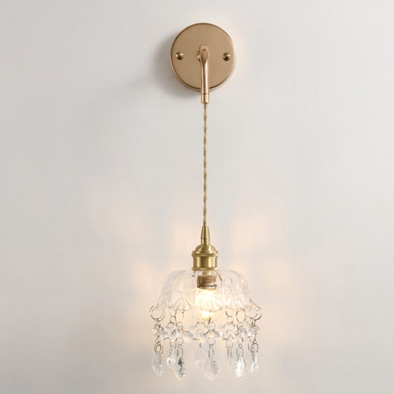 Bowl Shaped Wall Lighting Fixture Modern Style Glass Clear Wall Mounted Lighting