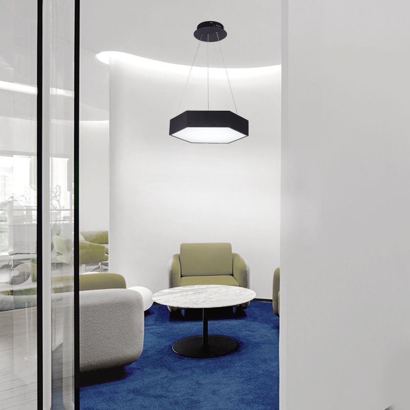 Yellow/Silver/Purple Hexagon Pendant Lamp Contemporary Led Metal Hanging Ceiling Light, 12"/18"/23.5" Wide