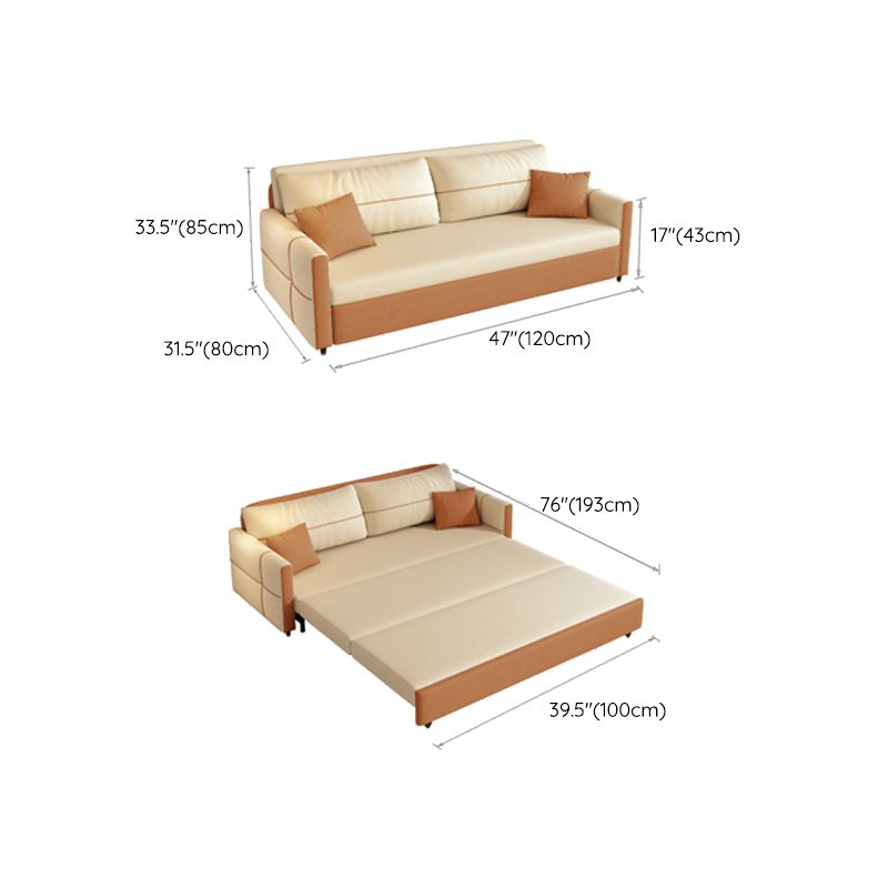 Scandinavian Square Arm Sofa Bed 33.46" H Sleeper with Storage