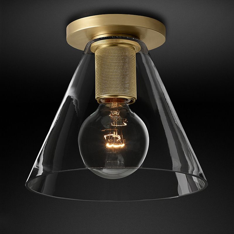 Moderne, beknopte geometrische inbouw smeedijzeren plafondlamp met helderglazen kap