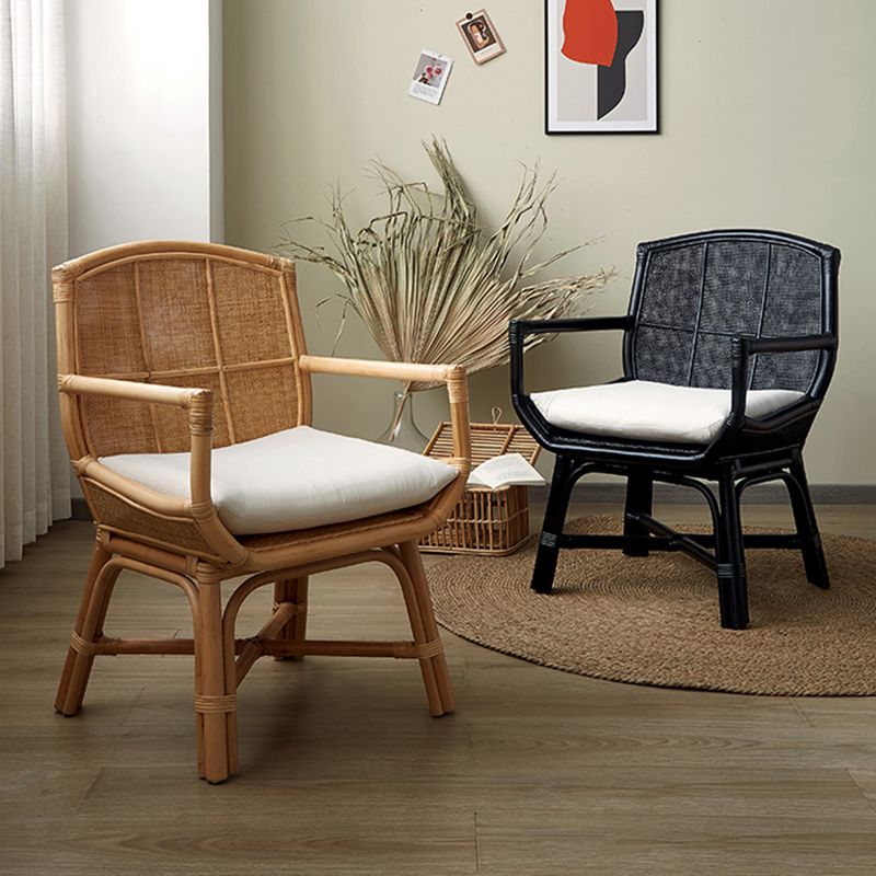 Solid Wood Lounge Chair Woven Back Side Chair for Living Room