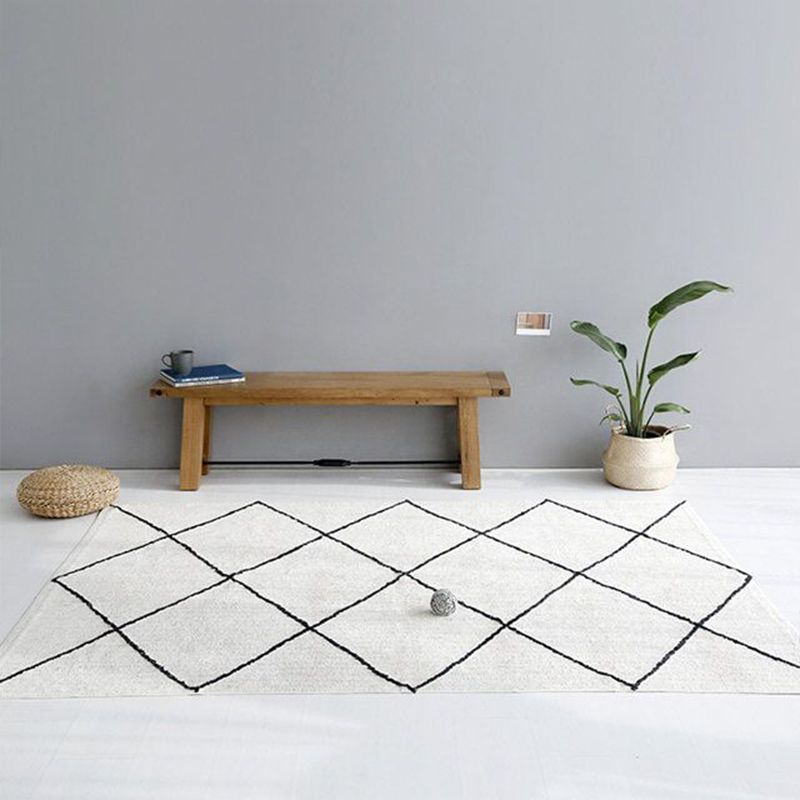 Minimalist Rhombus Line Art Rug Multicolor Southwestern Rug Synthetics Washable Anti-Slip Pet-Friendly Rug for Living Room