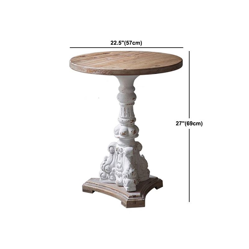 French Country Distressed Pedestal Cocktail Table Wooden Coffee Table for Home