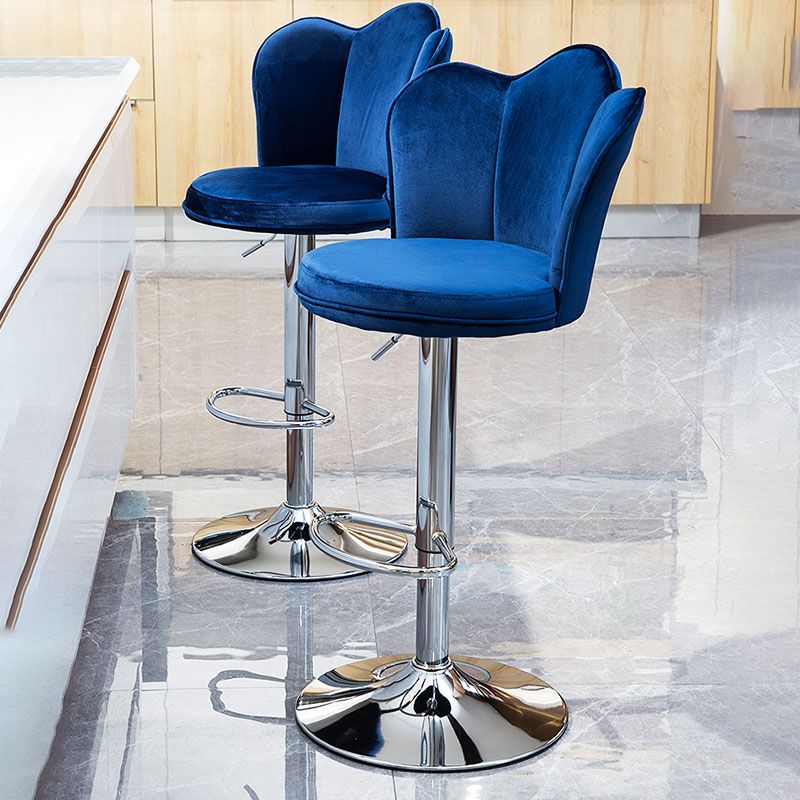 Adjustable Height Upholstered Counter Stools Scandinavian Bar Stools with Chrome Base