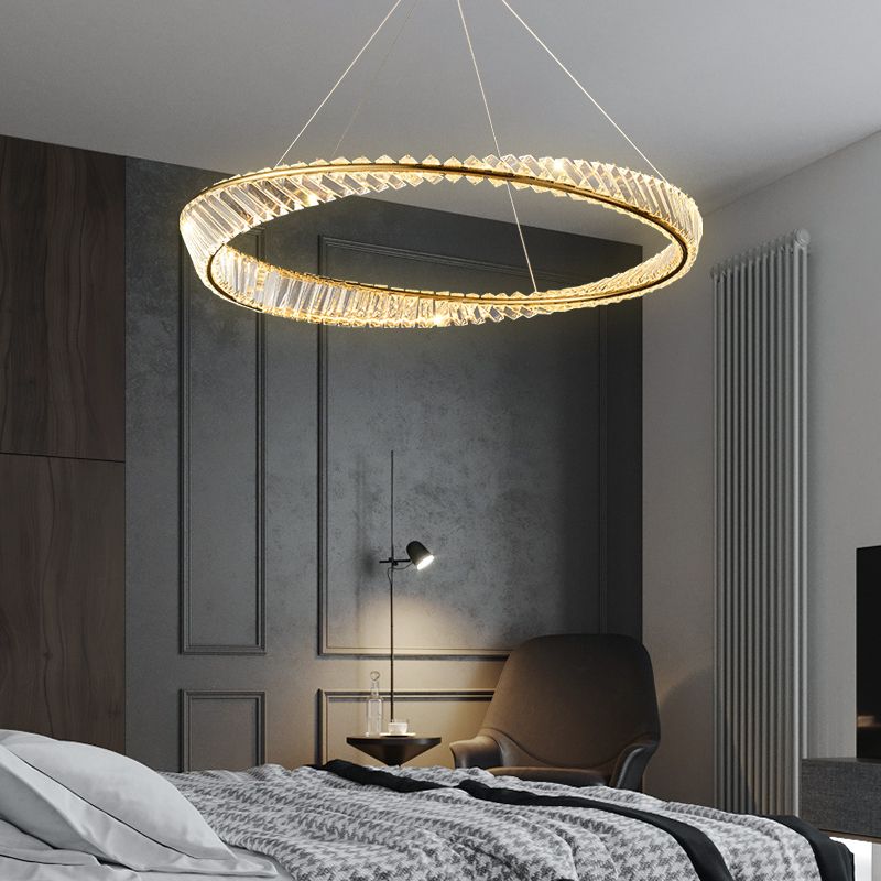 Modern Creative LED Pendant Light Crystal Circular Chandelier for Living Room