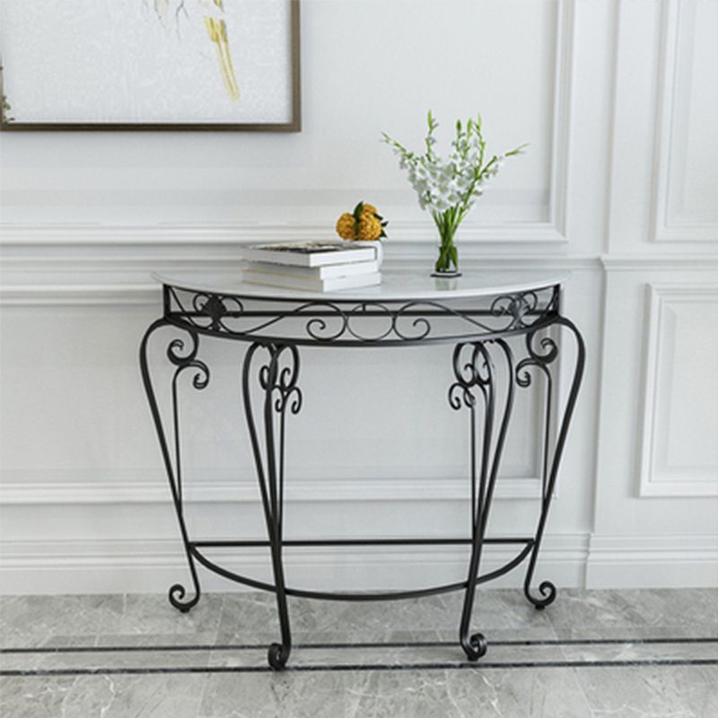 Modern Marble Console Sofa Table Half Moon End Table for Hall