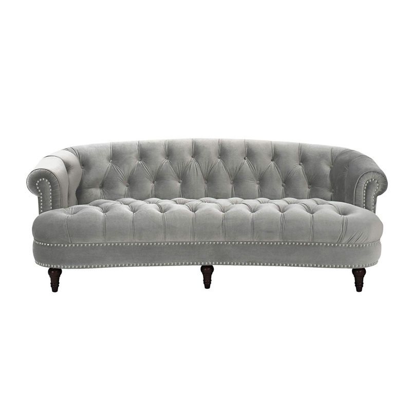 Classic Glam 3-seater Sofa  Rolled Arm Couch with Tufted Back for Living Room