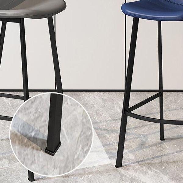 Modern Armless Footrest Bar Stools PU Leather Low Back Barstool