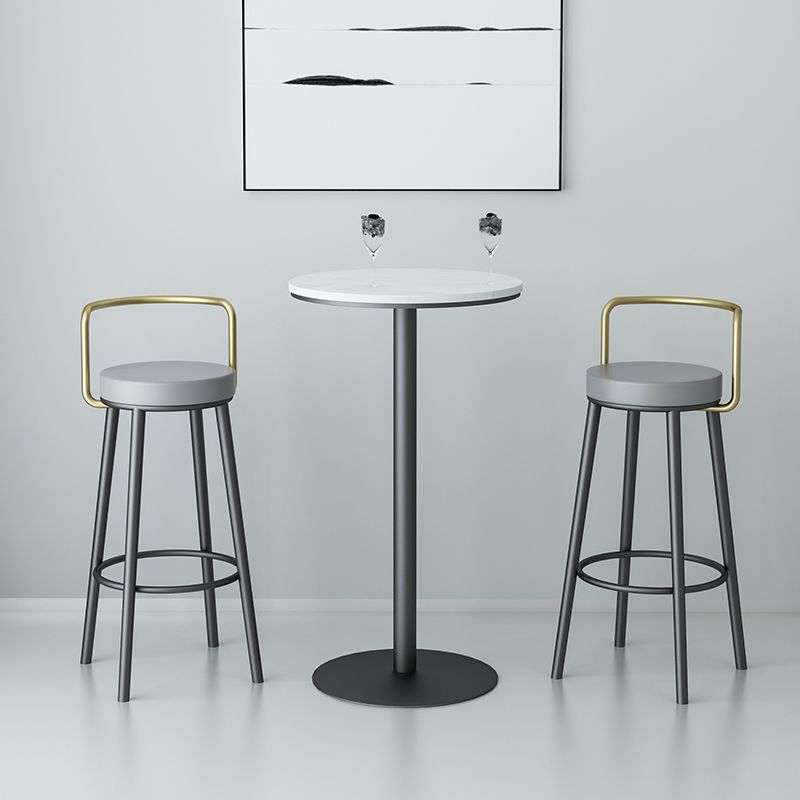 Glam Style Armless Counter Stool Faux Leather Round Bar Stool