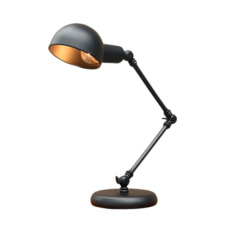 Dome Restaurant Table Lighting Vintage Iron 1-Head 4.5 "/6" de ancho Lámpara de escritorio de acabado negro con brazo oscilante