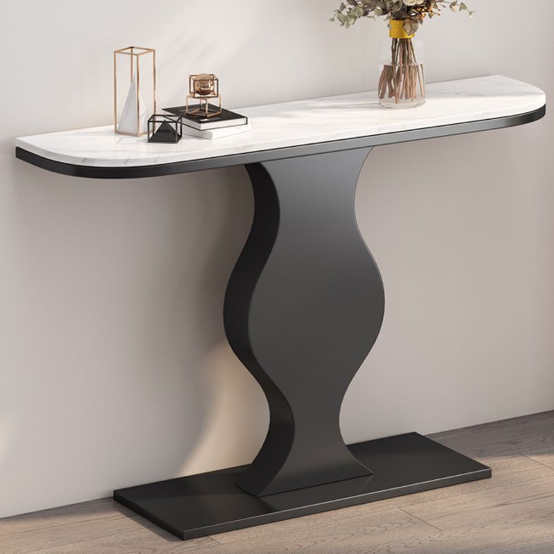 12 Inch Wide Glam Accent Table Half Moon Metal Console Table
