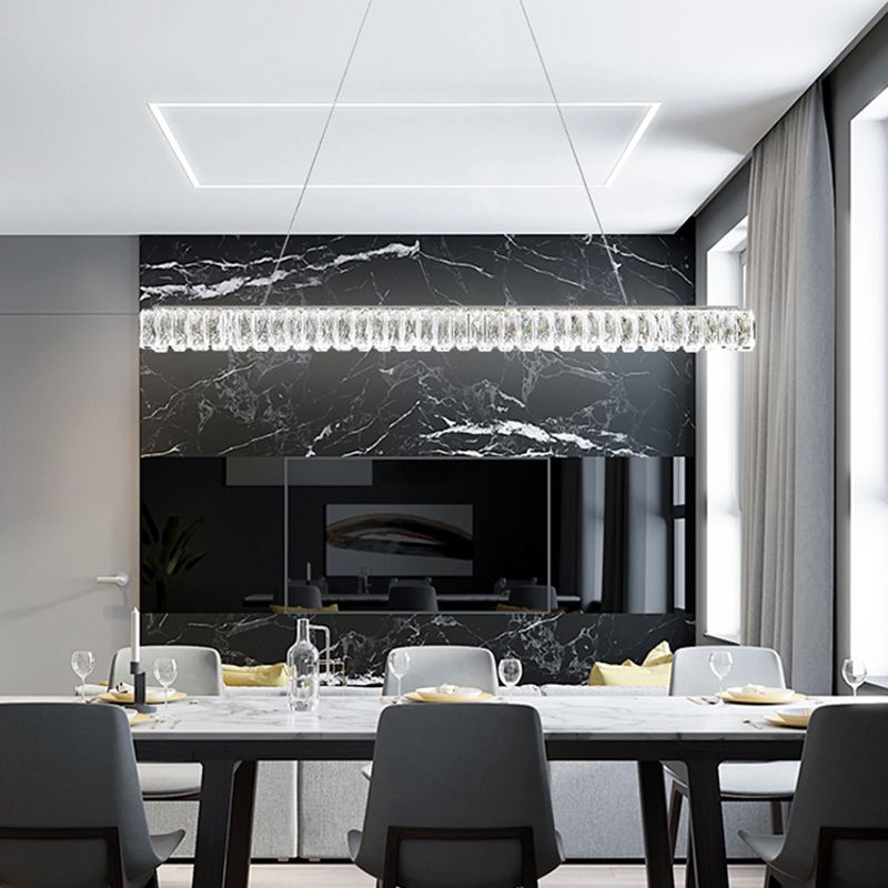 Nordic Style Crystal Hanging Lamp Rectangle Shape Island Light Fixture for Living Room