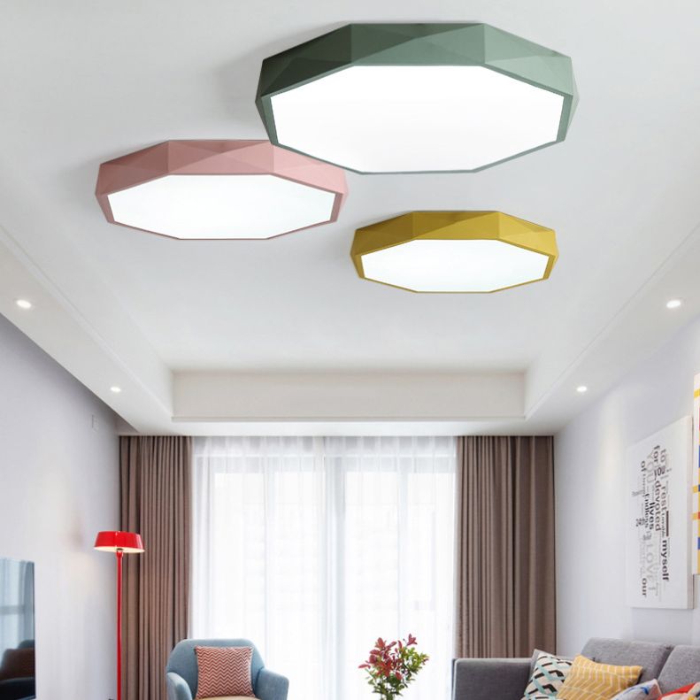 Acrylic Octagon Flush Ceiling Lighting Fixtures Modern Style 1-Light Flush Mount Light