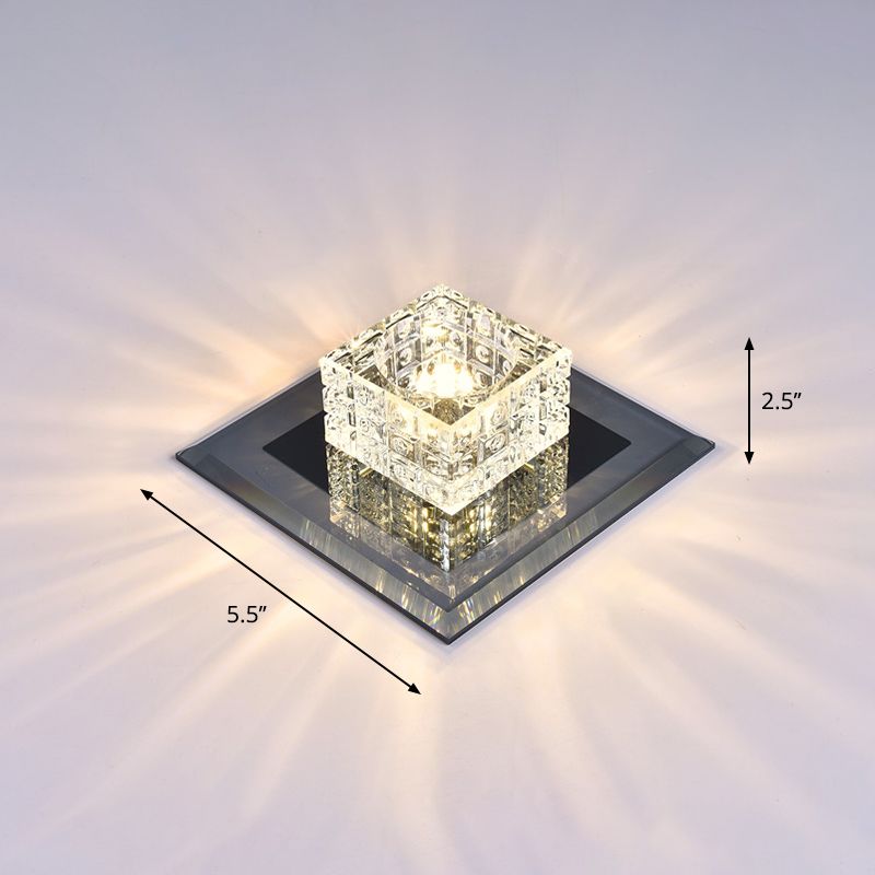 Plafonnier LED à abat-jour carré, Style moderne, luminaire de plafond en cristal pour couloir