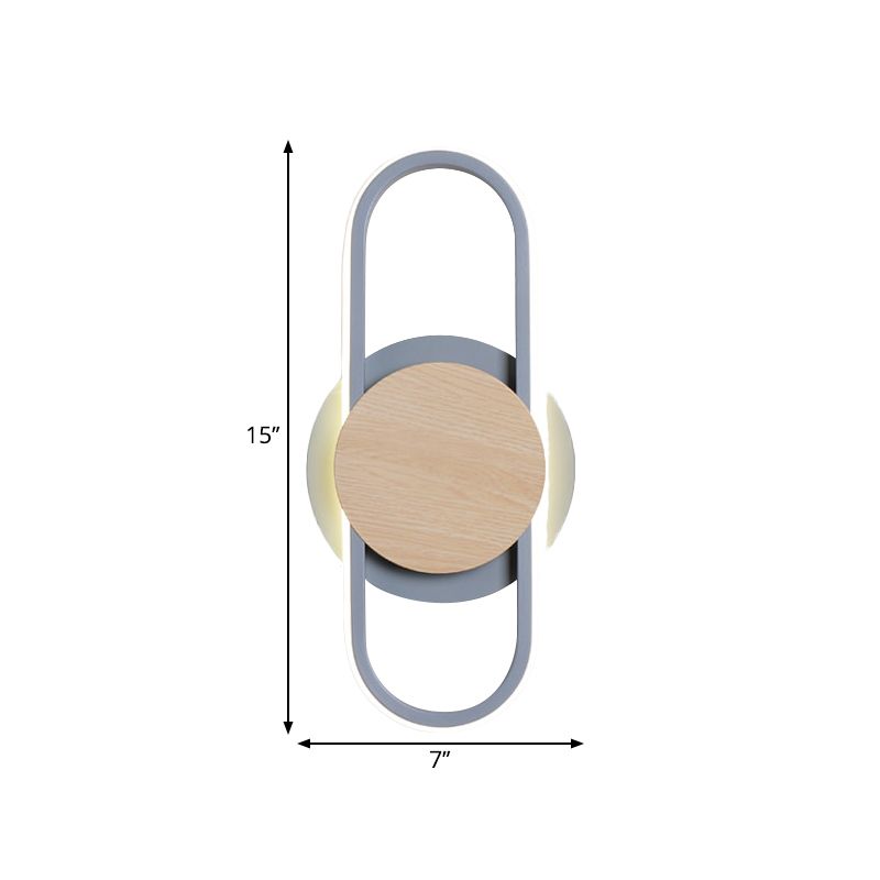 Graue ovale und runde Wandhalterung Licht zeitgenössischer LED -Metallwandleuchten für Bett