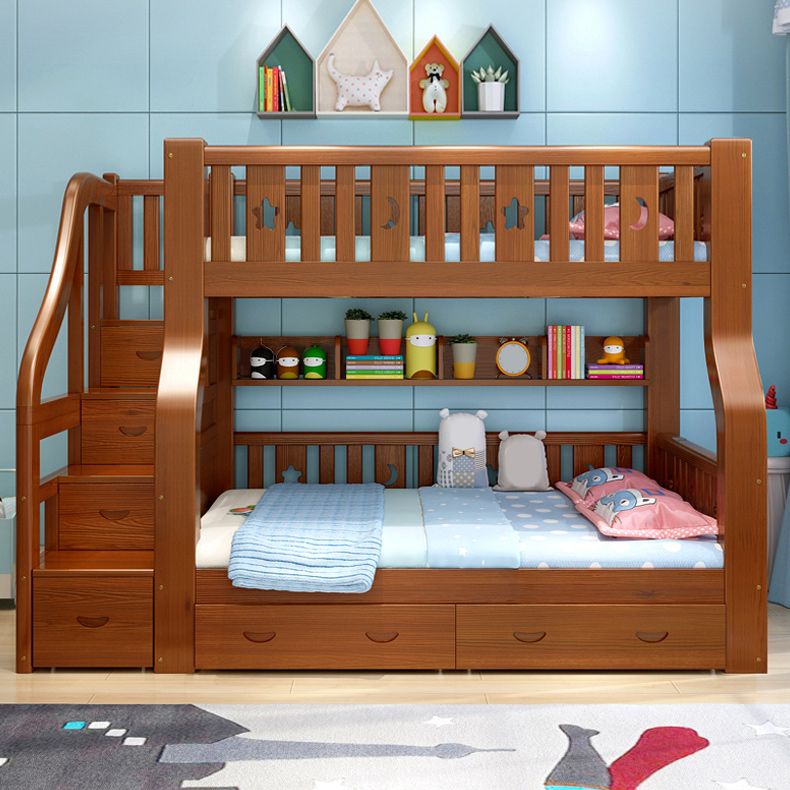 Solid Wood Standard Bunk Bed Gender Neutral Kids Bed with Drawers and Mattress