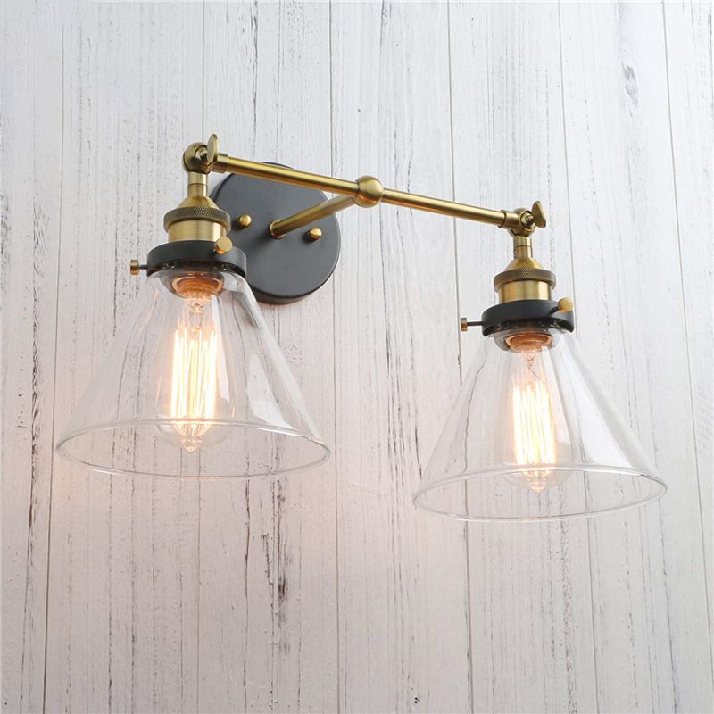 Luci in vetro trasparente2 a monte a monte Light Aibriught Bell Apparecchi per il bagno tradizionali per il bagno
