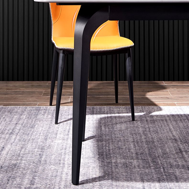 Modern 1/2/4/7 Pieces Dinette Set with Grey Sintered Stone Top Rectangle Dining Table Set