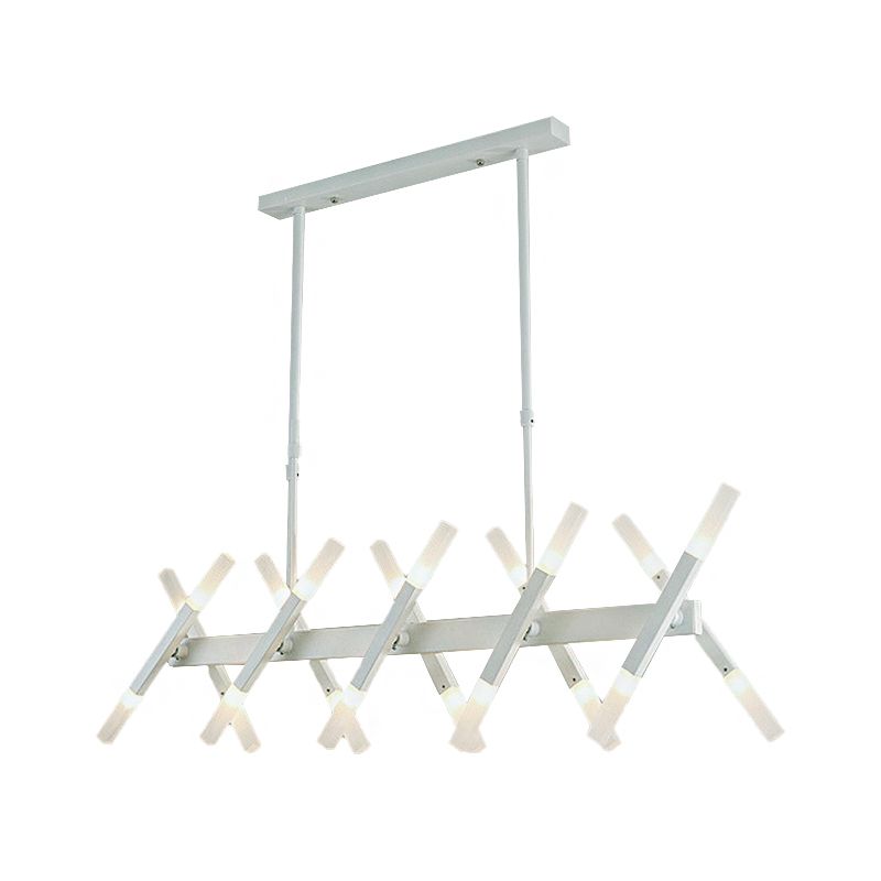 Acrylic Tube Island Pendant Modern 16/20 Lights Black/White/Gold Ceiling Pendant Light for Dining Room
