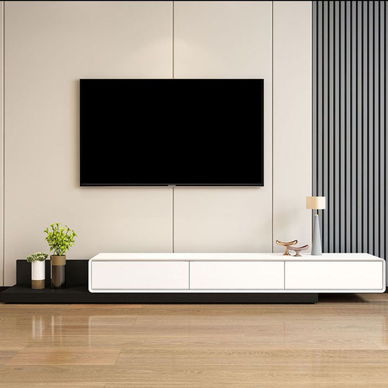 Contemporary Faux Wood TV Stand Console Enclosed Storage TV Stand